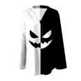 thumbnail image 5 of Kaprioy Halloween Shirts for Women 3/4 Sleeve Tops Halloween Block Color Pumpkin Printed V Neck Fall Fashion Blouse Funny Tops White, XXXXXL, 5 of 5
