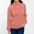 thumbnail image 2 of Elsie & Zoey Jaylyn Ribbed Jersey Crew Neck Bishop Long Sleeve Top for Women, 2 of 7