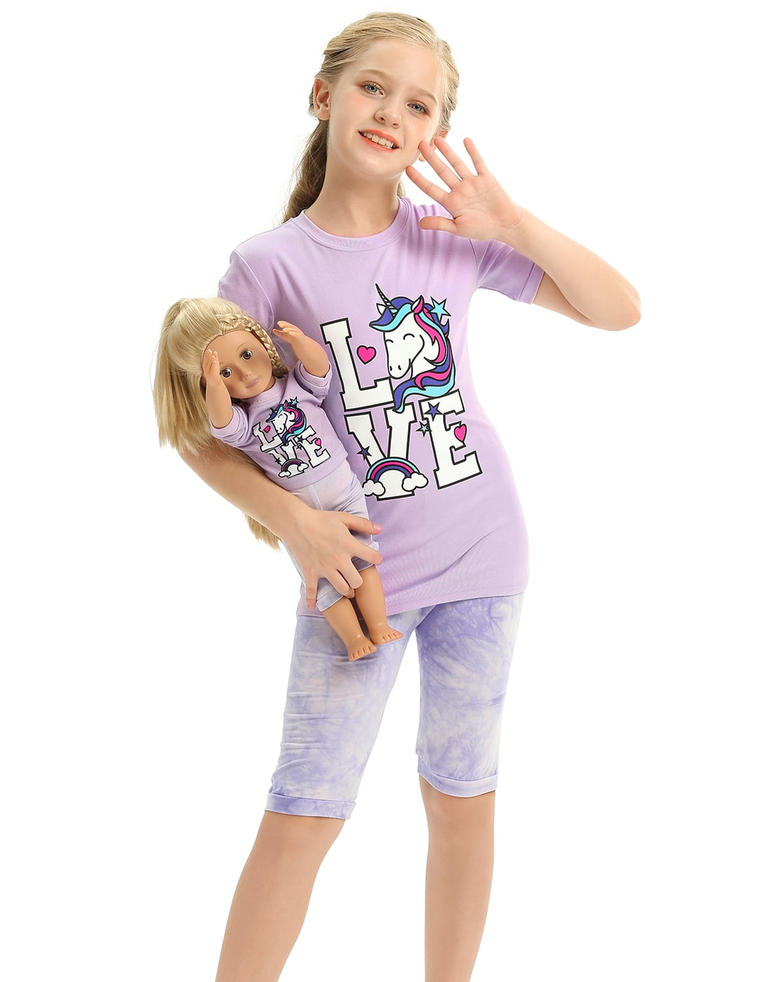 Matching Dolls & Girls Pajamas Unicorn Pjs Set Kids America Girl Dolls Clothes … 