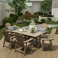 thumbnail image 7 of WestinTrends Malibu Outdoor Dining Table for 6, All Weather Poly Lumber Adirondack 71" Trestle Long Dining Table with Umbrella Hole, Weathered Wood, 7 of 7
