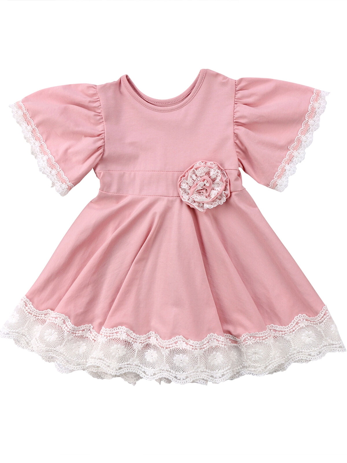 Princess Kids Baby Girls Dress Lace Floral Party Dress Easter Casual ...
