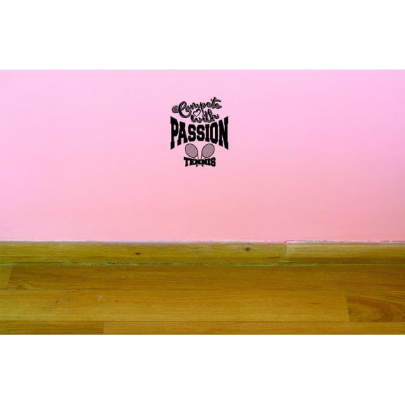 Custom Decals Compete With Passion Tennis Wall Art Size: 12 X 18 Inches Color: Black