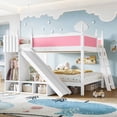 thumbnail image 3 of Harper & Bright Designs Full over Full Bunk Bed with Storage Shelves, Solid Wood Bunk Bed Frame with Slide and Ladders, Low Bunk Bed with Guardrails for Boys Girls, Pink & White, 3 of 16