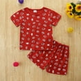 thumbnail image 2 of Agkizg Toddler Baby Girls Two-Piece Set,Sleepwear for Kids,Children's Summer Short Sleeve Print T-Shirt and Shorts Pajama Set,2-Piece,Sizes 0-2Y, 2 of 5