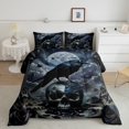 thumbnail image 2 of Castle Fairy Gothic Floral Rose Skull Bedding Comforter Set 2pcs for Female Men,Animal Black Crow Twin Comforter Sets Microfiber,Vintage Aesthetic Exotic Style Breathable Bedding Set, 2 of 8