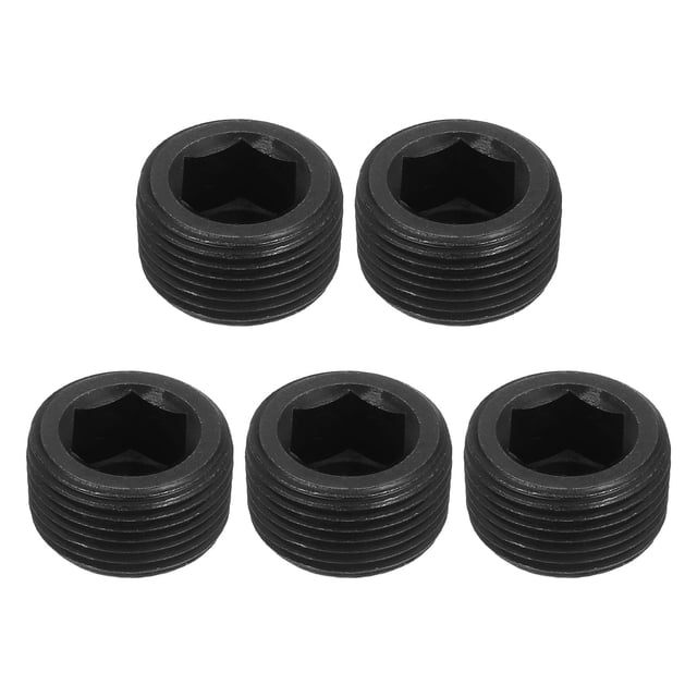 5 Piezas de tapones de tubo de socket, PT 3/4" tapas de tubo de rosca hexagonal de acero al carbono, negro