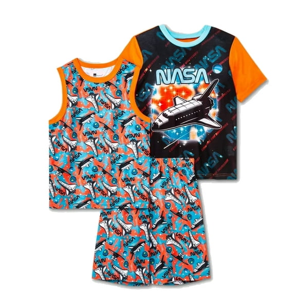NASA Boy's 3-Piece Pajama Polyester Shorts Set (Medium 8)