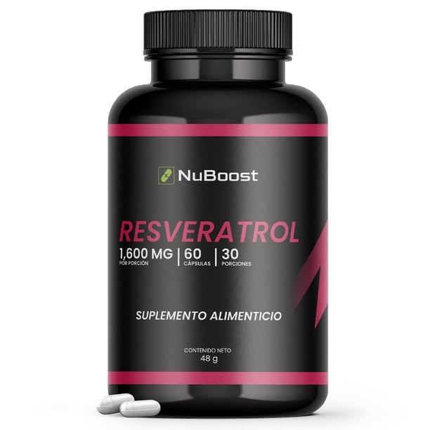 Nuboost - Resveratrol - Resveratrol 1000 Mg Puro - Antioxidantes, 60 Cápsulas Vitamina C - Acaí - Pimienta Negra Hecho en USA