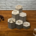thumbnail image 5 of MyGift Set of 6 Rustic Brown Wood Hexagonal Jewelry Display Risers, 5 of 7