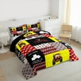 thumbnail image 3 of Feelyou Cartoon Vehicle Truck Queen Comforter Set, Tractor Excavator Bedding Sets, Red Yellow Patchwork Reversible Bedding Comforter Set, Breathable Home Decor, 3pcs, 3 of 8