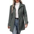 thumbnail image 3 of Overcoat for Womens Mid Long Stand Collar Single Breasted Coat Solid Color Casual Long Sleeve Outwear Elegant Stand Collar Detail, 3 of 10