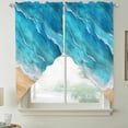 thumbnail image 5 of Ocean Waves Swag Valances for Windows 2 Pack Abstract Gradient Yellow Teal Waves Beach Swag Kitchen Curtains 63 Inches Long Rod Pocket Short Window Treatment for Kitchen Bathroom 36"x63", 5 of 9