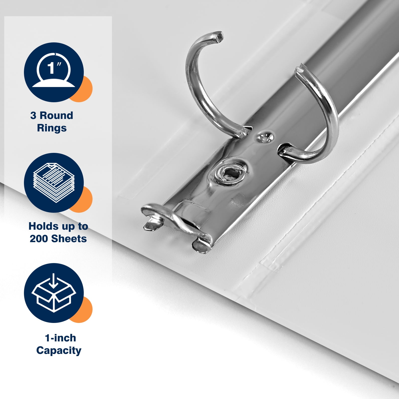 SUIN Economy 1 inch 3 Ring Binder for Work, Clear View Cover, Two Pocket, 12-Pack, White