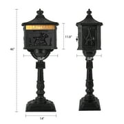 Betisef Mailbox Cast Aluminum Black Mail Box Postal Box Security Heavy Duty New
