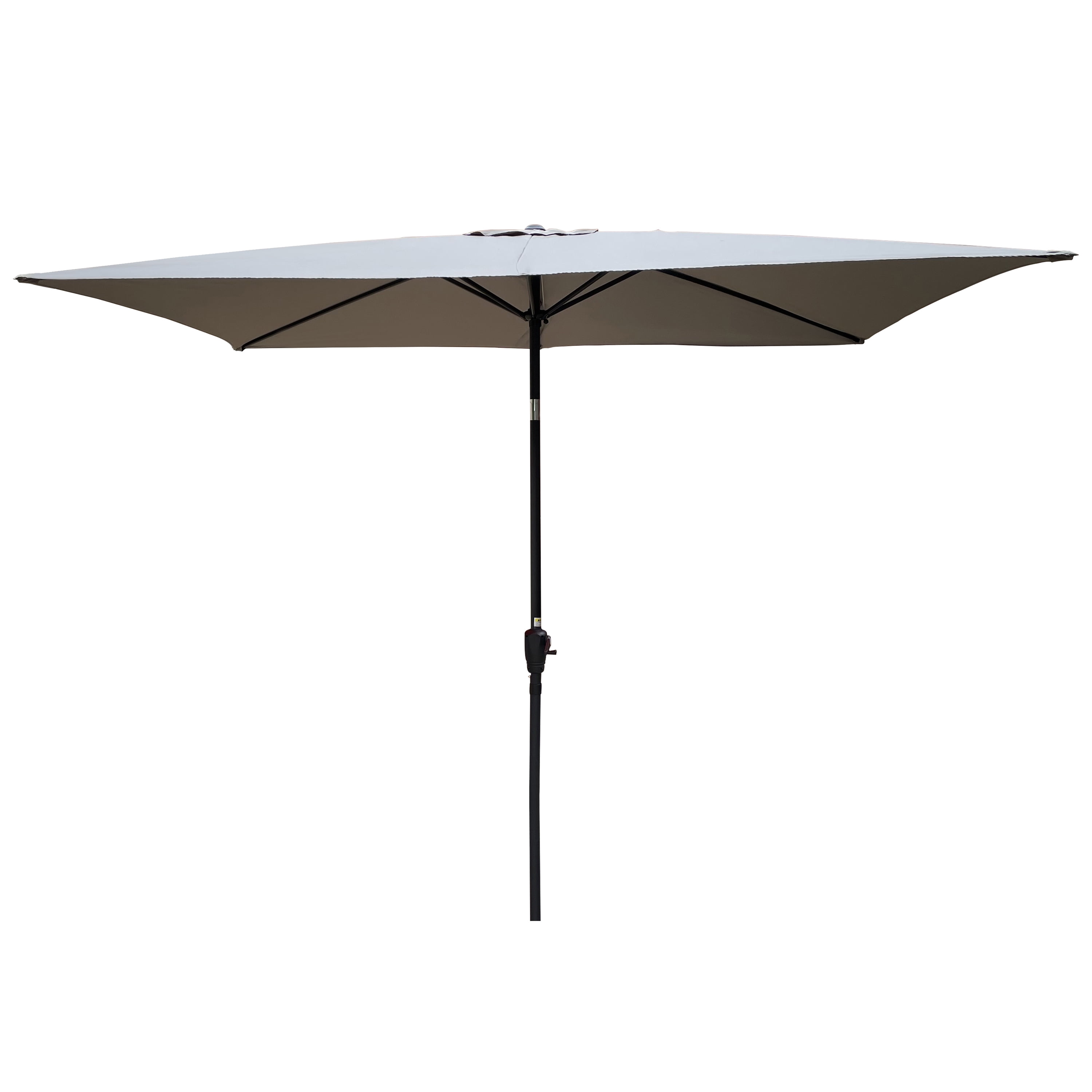 6x9 FT Outdoor Patio Sun Umbrella, Adjustable Tilt Waterproof Yard Shade Umbrella with Crank Design, Medium Grey