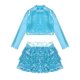 thumbnail image 5 of Niños Niñas Ballet Jazz baile de hip hop traje de actuación Top corto metálico brillante con volantes escalonados falda culottes cortos, 5 of 5