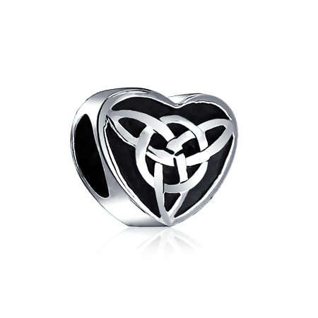 Knot Heart Charm Celtic Knot Irish Claddagh Heart Bead Charm For Women For Teen Oxidized 925 Sterling Silver Fits European Bracelet ()