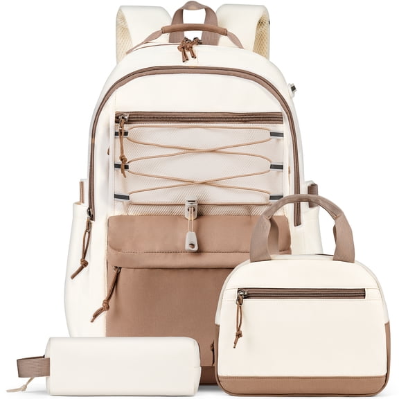 DAKIMOE 3 PCS School Backpacks for College Teens Cute Girlish Middle High School Bookbag Large Capacity Lightweight Waterproof Daypack for Students