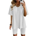 thumbnail image 2 of Admvng Two Piece Sets For Women Outfits Summer Short Sleeve Round Neck Shorts Sets S-2XL, 2 of 6