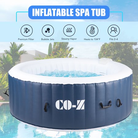 CO-Z PVC Portable Inflatable w 120 Massaging Jets for Patio Backyard & More for 2-4 Blue