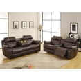 thumbnail image 2 of Pemberly Row 21.5" Traditional Faux Leather Double Reclining Sofa in Brown, 2 of 4