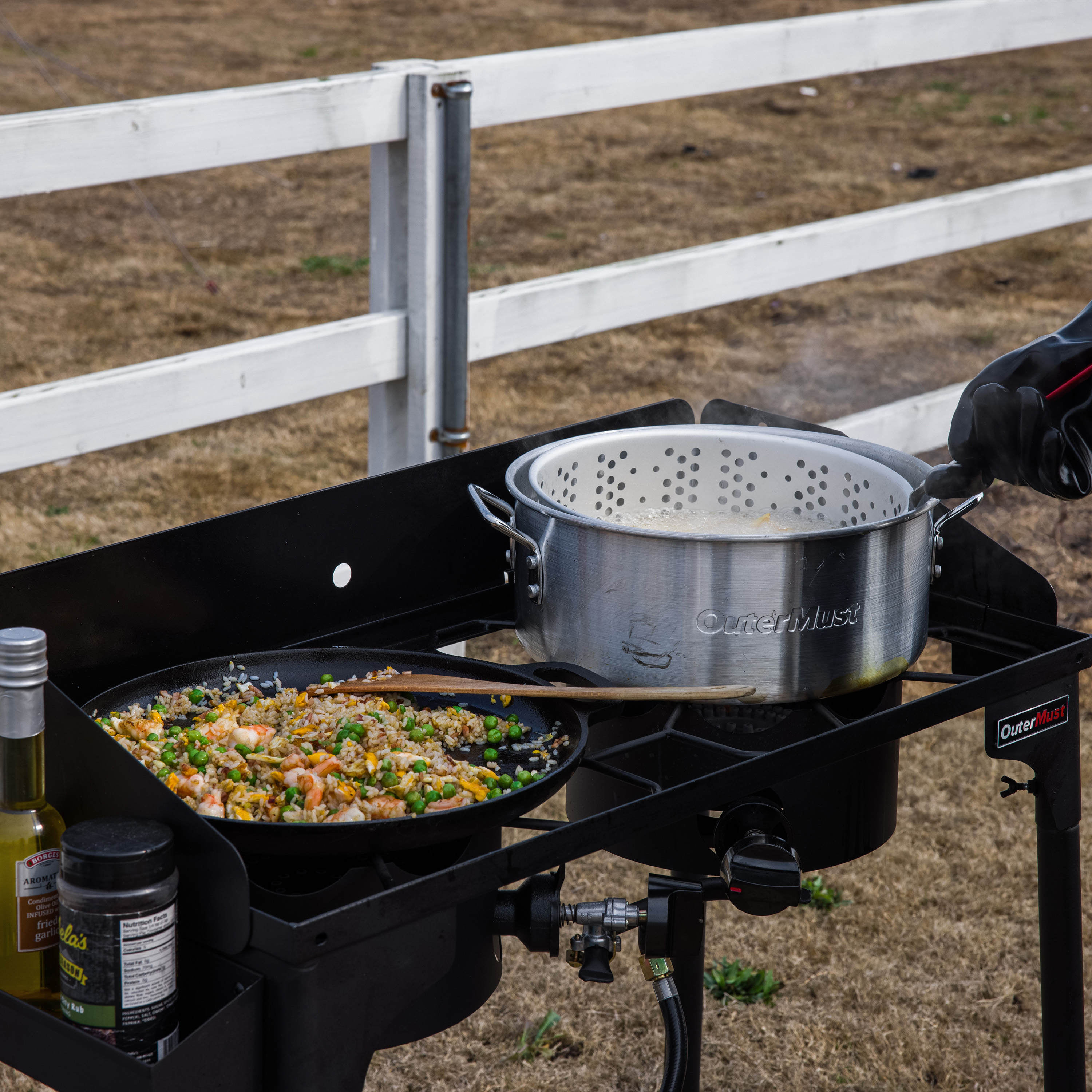 OuterMust 2 Propane Burner Gas Stove 60000 BTU for Outdoor Cooking Perfect for Home Brewing, Crawfish Boiler, Turkey Frying, Camping and Family Use