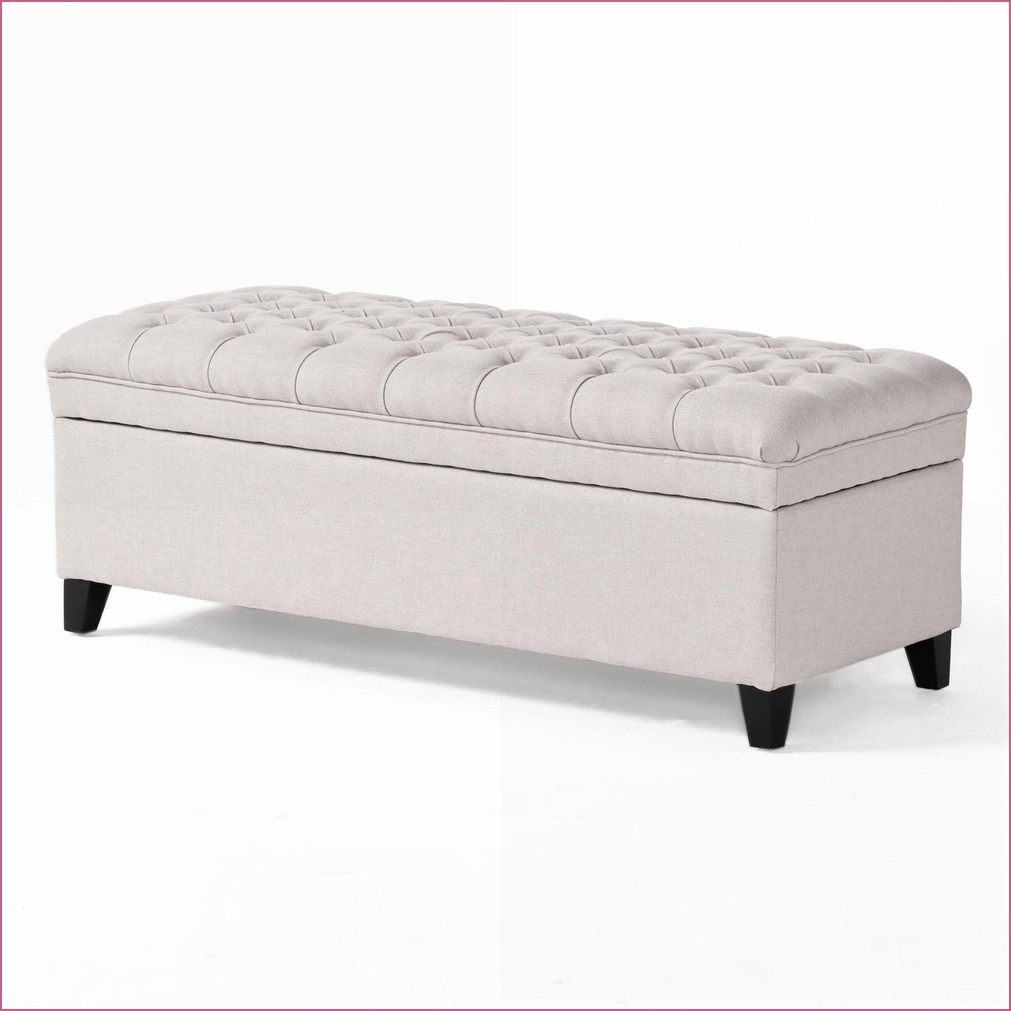 Storage Ottoman, Modern Light Gray for Living Room | Light Grey | Fabric