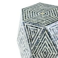 thumbnail image 6 of CC Home Furnishings Hexagon Pedestal Capiz Inlay Accent Stool - 18" - Black and White, 6 of 9