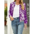 thumbnail image 2 of Cenuakty Women Zip up Jacket Casual Shiny Sequins Lightweight Long Sleeve Cardigan for Fall Clothes Outwear Streetwear, 2 of 5