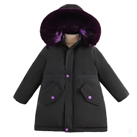 XEGLSBU Girls Winter Coat Size 7 Girls Long Coat Winter Warm Down Jacket for Kids Youth Outerwear with Hood Windproof Lightweight Insulated Girls Winter Coat Size 7 Black Size 9-10 Years