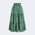 thumbnail image 4 of RPVATI Long Flowy Skirts for Women On Clearance Floral Tiered High Waisted Summer Maxi Skirt Boho Drawstring Holiday Pleated Vacation A Line Skirts Green M, 4 of 8