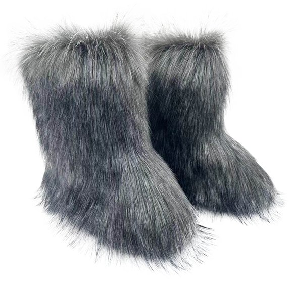 JUSLIO Winter Boots for Women,Mid Calf Boots Solid Color Womens Snow Boots Fashion Casual Comfort Fleece Womens Boots