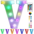 thumbnail image 1 of Pooqla Colorful LED Marquee Letter Lights with Remote – Light Up Marquee Signs – Party Bar Letters with Lights Decorations for The Home - Multicolor V, 1 of 7