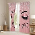 thumbnail image 3 of Homewish 3D Chic Diamond Black Out Curtains,Pretty Girl Curtains Pack of 2 (42x63 Each),Pink Sequin Print Bedroom Curtains For Teens,Breathable Home Decor, 3 of 6