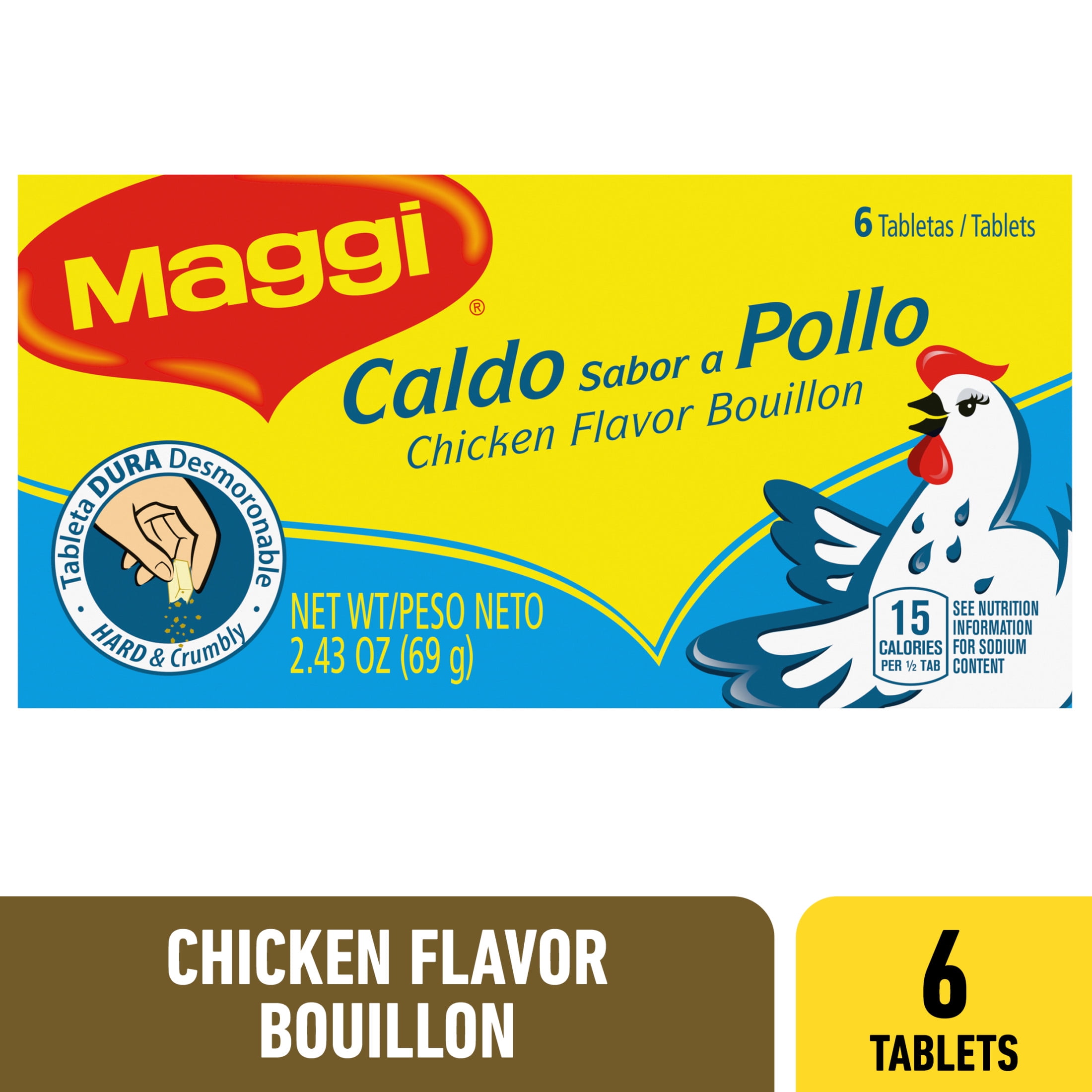(4 pack) Maggi Chicken Flavor Bouillon Tablets, 2.43 oz, 6 Tablets
