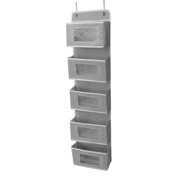 The Door Organizer Organizador de armario colgante de 5 estantes y organizador de almacenamiento para armario, guardería, dormitorio (gris)