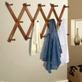 thumbnail image 3 of Dseap Accordion Wall Hanger,16" High Wooden Expandable Coat Rack,Hat Holder Hooks for Baseball Caps,Mugs,14 Pegs,Walnut, 3 of 8