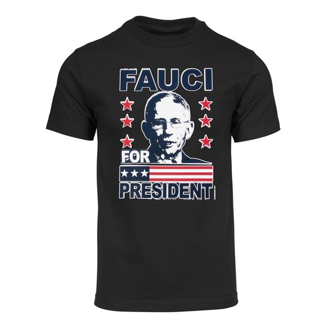 Gravity Trading Mens Fauci para la camiseta de manga corta del presidente - Negro - M Gravity Trading Camiseta de manga corta