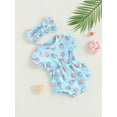 thumbnail image 3 of Coduop Infant Baby Girl Short Sleeve Ice Cream Romper Bodysuit Cute Jumpsuit,with Headband, 3 of 9