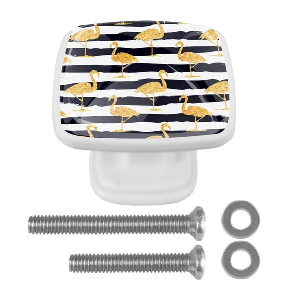 4 Pieces Set Drawer Pulls Handle Square Wardrobe Cabinet Knobs with Stainless Steel Screws Furniture Kitchen Decor