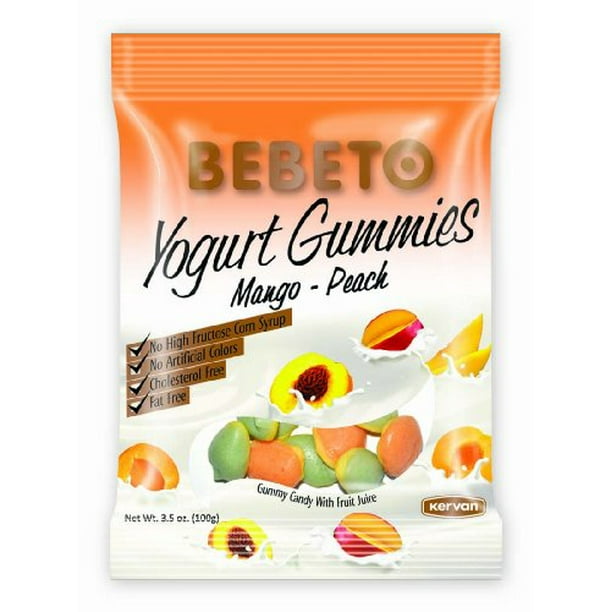 BEBETO Yogurt Gummies Mango & Peach Gummy Candy with Fruit Juice NO