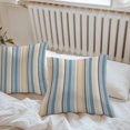 thumbnail image 6 of Throw Pillow Covers 16x16 Inch Set of 2, Blue Brown Beige Waterproof Outdoor Pillow Covers, Boho Farmhouse Abstract Stripes Art Decorative Cushion Pillowcases for Couch, Sofa, Bed, Garden, Patio, 6 of 9