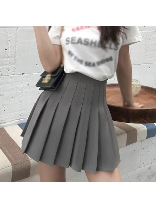 ACSUSS Girls School Uniform Pleated Skirt Skort Skater Scooter Skirt Chidlren High Waist A Line Skirt with Hidden Short 