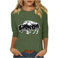 thumbnail image 2 of GaThRRgYP Womens Tops Trendy,Women's New 3/4 Sleeve Western Style Printed Casual Top T-shirt Green S, 2 of 4
