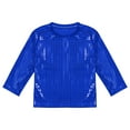 thumbnail image 3 of Alvivi Kids Girls Boys Shiny Metallic Long Sleeve Sports Dance Crop Top T-Shirt Jazz Hip-Hop Dancewer Royal Blue 6-7, 3 of 7