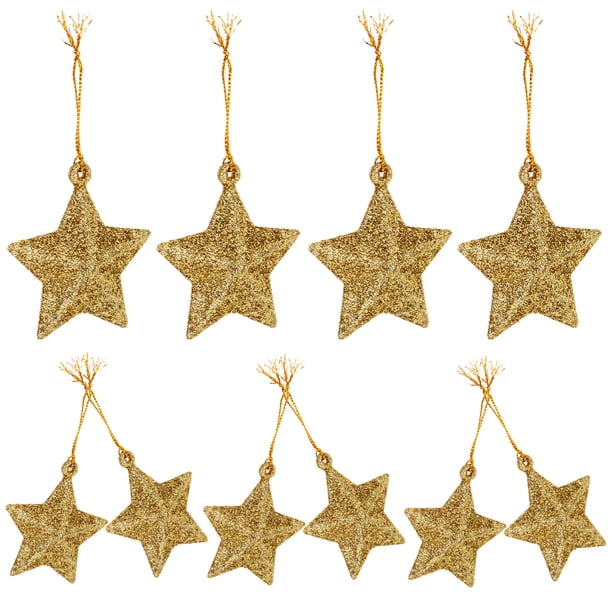24pcs Star de cinco puntas Decoraciones de árbol de Navidad Navidad Adornos colgantes