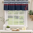 thumbnail image 3 of Anchor Navy Blue Valances for Windows, Red Nautical White Geometric Stripes Light Filtering Kitchen Curtains, Rod Pocket Window Valance Curtains for Living Room Bedroom, 42" W x 12" L, 2 Panels, 3 of 9