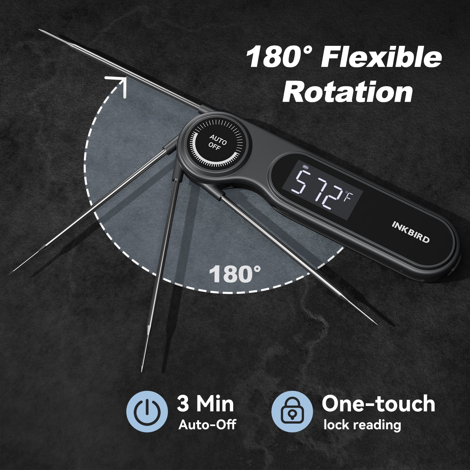 INKBIRD Instant Read Meat Thermometer, IP65 Waterproof, 0.5 Sec Fast Reading, Super Accurate Detection, Handy Food Thermometer for Indoor Outdoor Cooking, BBQ, Baking, Deep Frying, Home Brewin