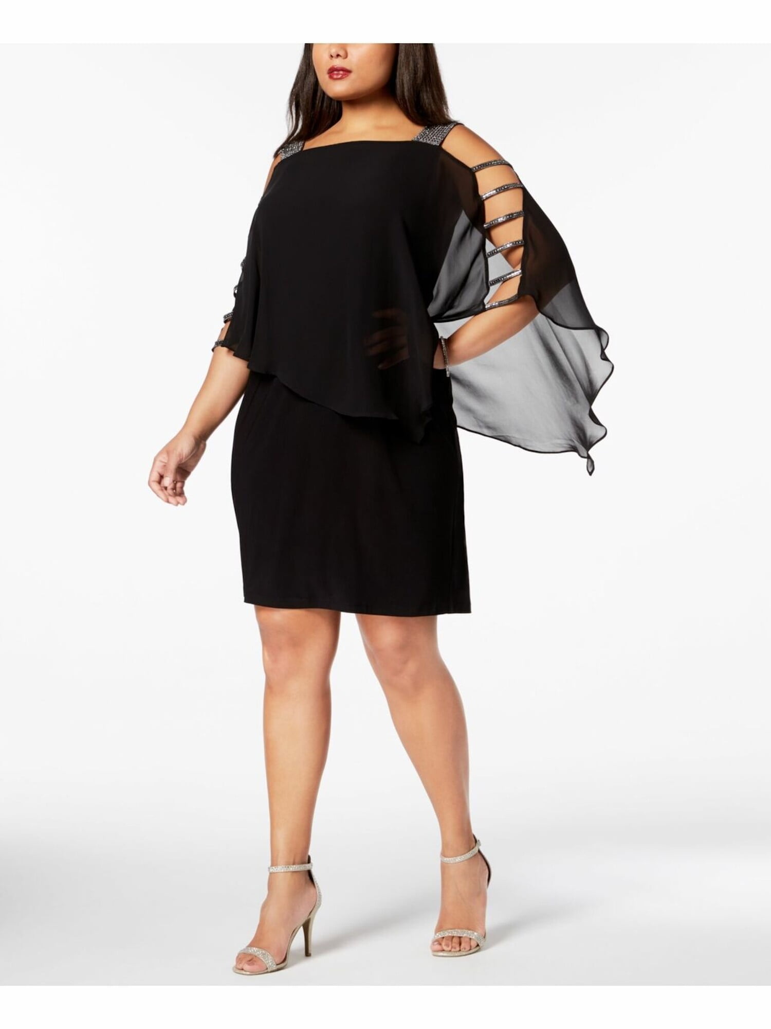 black square neck cocktail dress