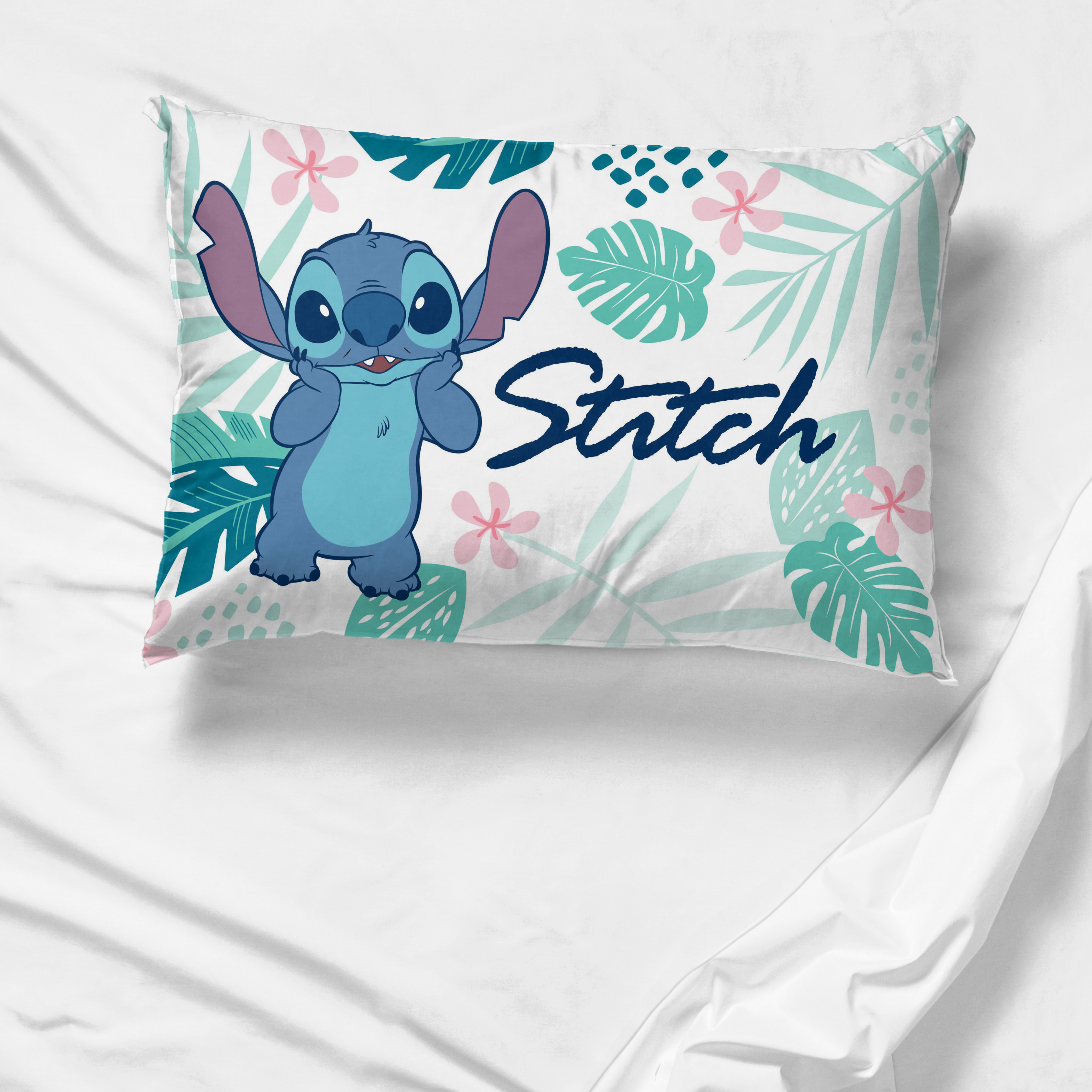 Lilo & Stitch Misty Palm Microfiber Standard-Sized Single Pillowcase 20" x 30", Blue